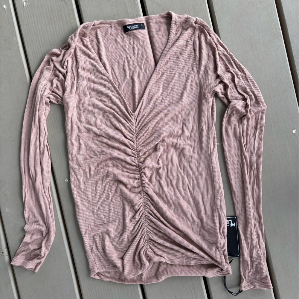 Michael Lauren Dusty Rose Ribbed Top